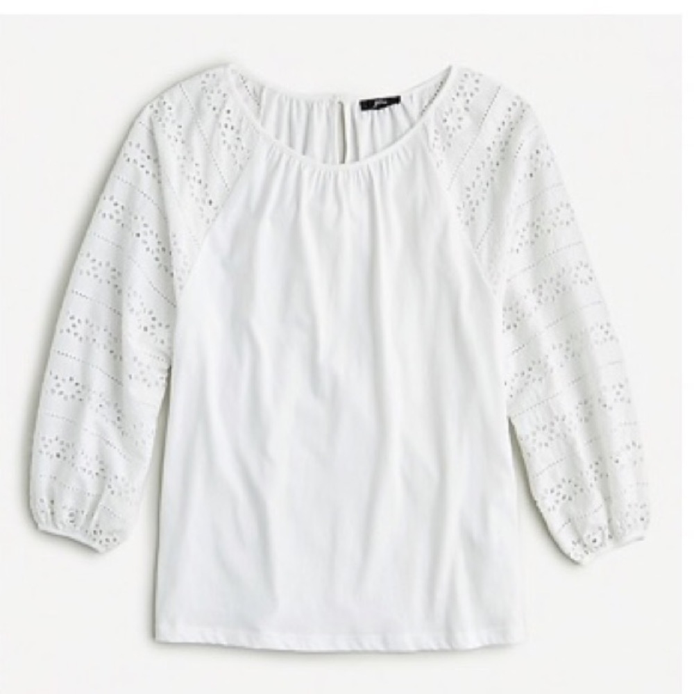 NWT J.Crew Long- Sleeve Eyelet Top